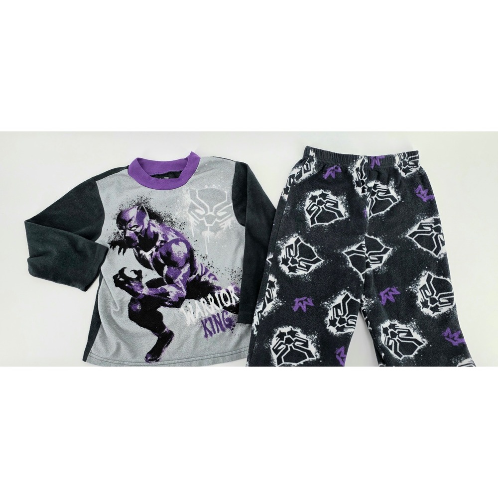Marvel Avengers Black Panther Pajama Set Boys Size 6 Superhero Fleece Sleepwear